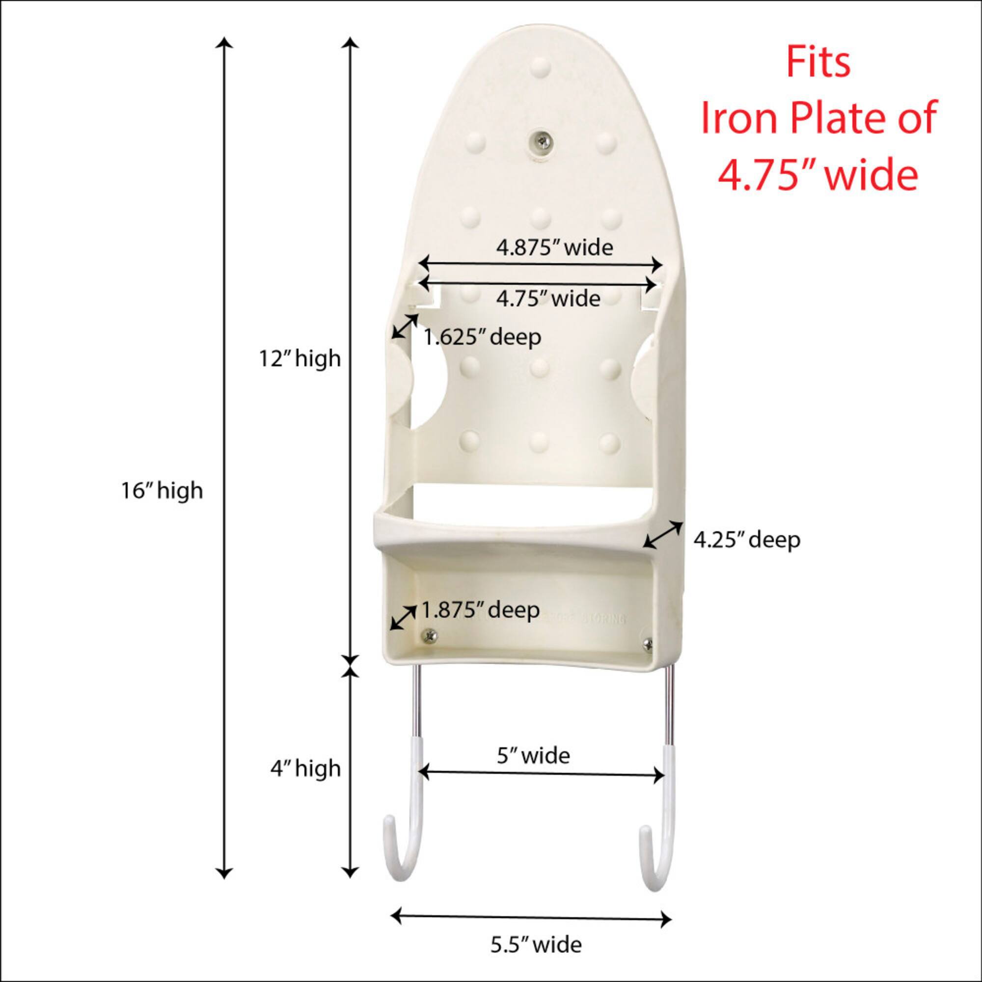 Household Essentials Iron Wall Mount with Attached Ironing Board Hooks